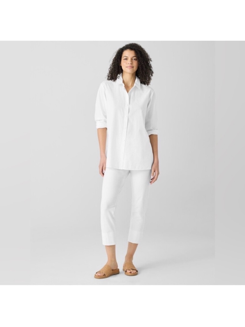 NWT Eileen fisher washable crepe white pants summer crop ankle travel pants